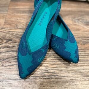 Rothy's Vibrant Teal and Navy Flats the point 8 water poppy women’s  turquoise